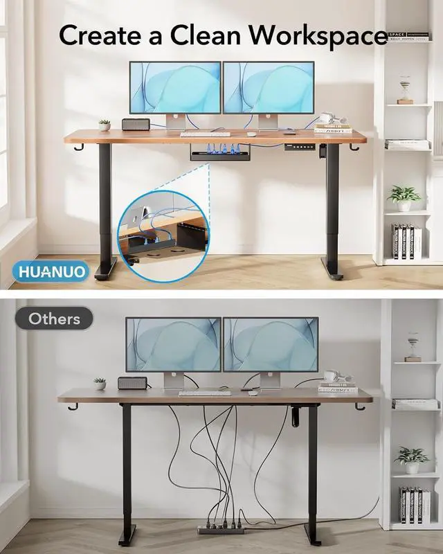 Alt view image 4 of 7 - Standing Desk Frame with 220lbs Powerful Brushless Motor, Thick T-Shaped Adjustable Desk Legs Made of Automotive-Grade Steel, for Max 75 x 35 Desktop, for Home Office, Black Frame Only