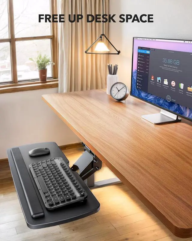 Alt view image 7 of 7 - Keyboard Tray Under Desk, 360 Adjustable Under Desk Keyboard Tray Slide Out, Ergonomic Pull Out Keyboard Tray Under Desk, 25"W x 9.84"D