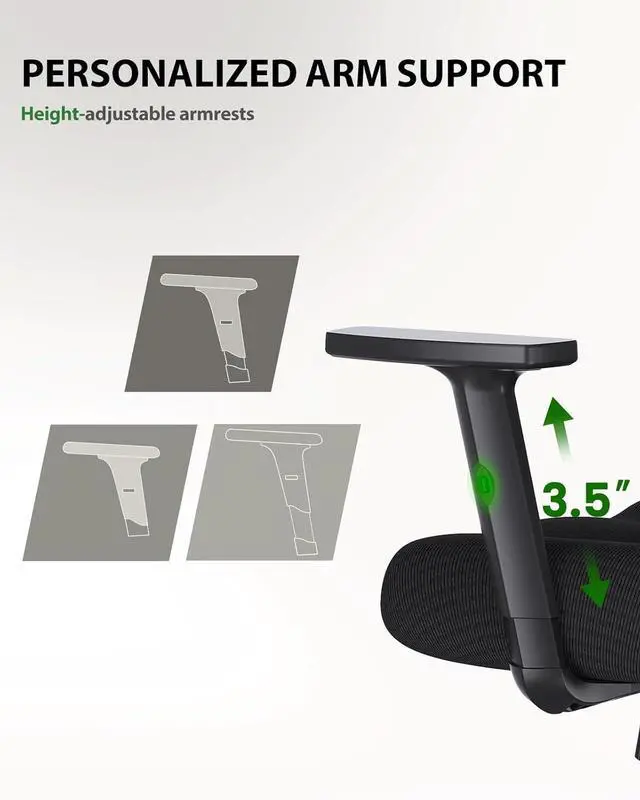Alt view image 5 of 6 - Ergonomic Office Chair Ergonomic Gaming Chair with Lumbar Support, 2D Headrest, Adjustable Armrests, Contoured Seat Cushion, Computer Desk Chair with Wheels for Home and Office