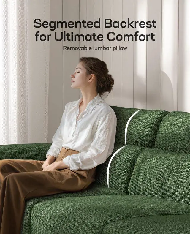 Alt view image 5 of 7 - 65" Loveseat Sofa, Love Seat for Living Room, Comfy Couch with Deep Seats and Wide Armrests, Sofa Couch with Supportive Cushion and Sturdy Frame, Easy to Clean with Removable Covers, Green