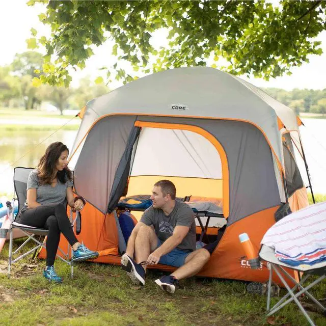 Alt view image 6 of 7 - CORE Tent for Family Camping | 4 Person & 6 Person Portable Camp Tent with Carry Bag for Outdoor Car Camping | Included Gear Loft Organizer for Camp Accessories