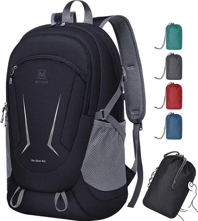Main image of MIYCOO Backpack - Ultra Lightweight Packable Backpack for Travel Camping, 45L Hiking Back Pack Waterproof Foldable Daypack for Men Women Black