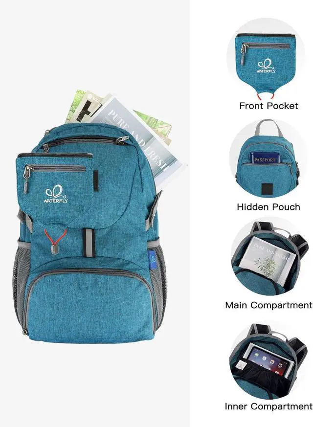 Alt view image 2 of 6 - WATERFLY Small Lightweight Packable Backpack: 20l Ultra Light Foldable Travel Hiking Camping Daypack Day Pack for Man Woman