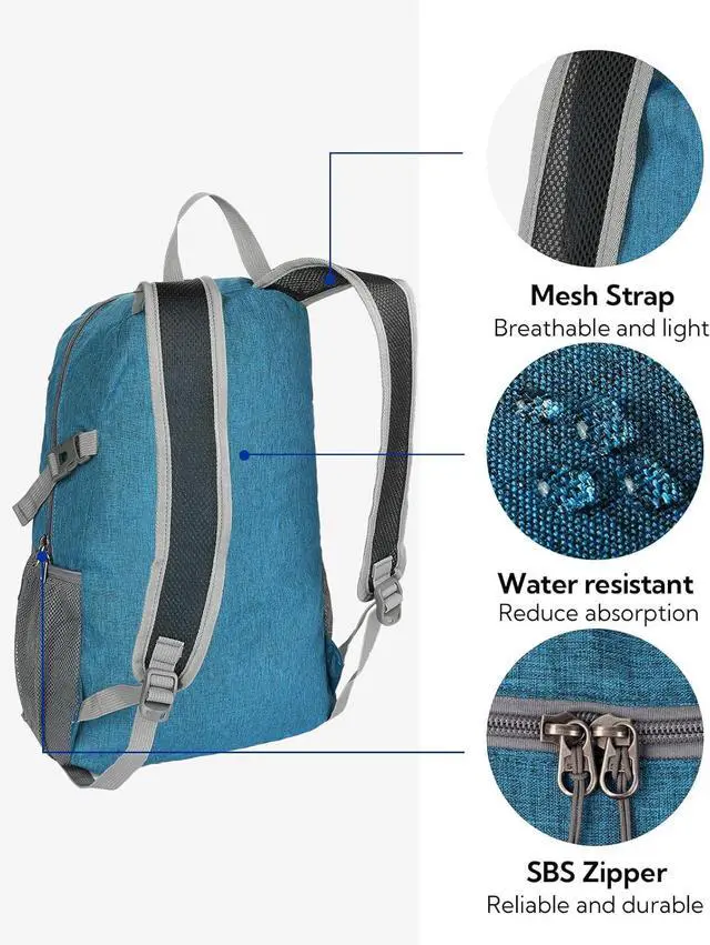 Alt view image 3 of 6 - WATERFLY Small Lightweight Packable Backpack: 20l Ultra Light Foldable Travel Hiking Camping Daypack Day Pack for Man Woman