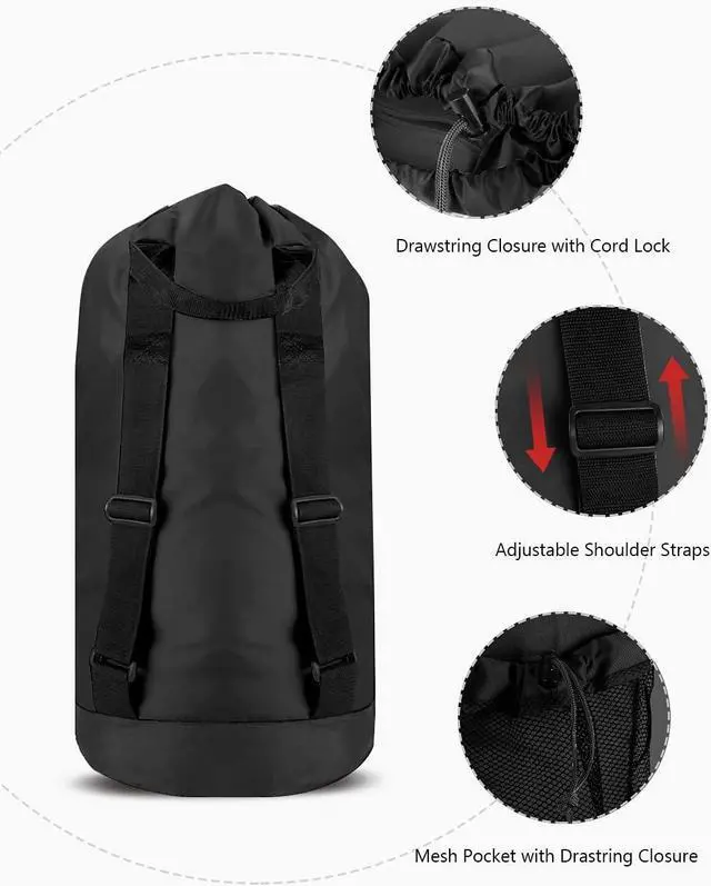 Alt view image 2 of 7 - Dalykate Backpack Laundry Bag, Laundry Backpack with Shoulder Straps and Mesh Pocket Durable Nylon Clothes Hamper Bag with Drawstring Closure for College, Travel, Laundromat, Apartment