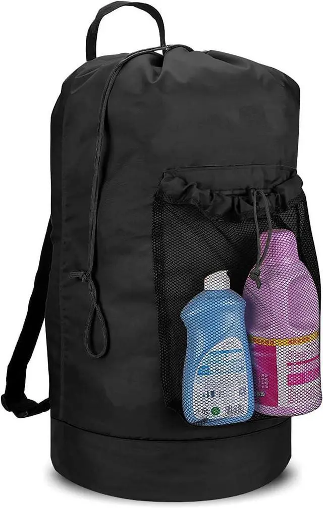 Alt view image 6 of 7 - Dalykate Backpack Laundry Bag, Laundry Backpack with Shoulder Straps and Mesh Pocket Durable Nylon Clothes Hamper Bag with Drawstring Closure for College, Travel, Laundromat, Apartment