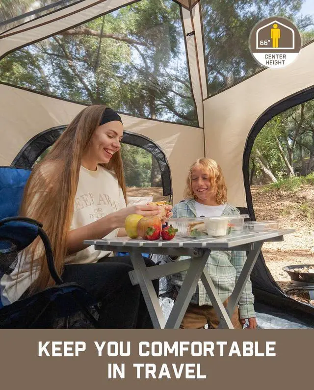 Alt view image 5 of 7 - FanttikOutdoor Camping Tent 4/6/8/10 Person Instant Cabin Tent Setup in 60 Seconds with Rainfly & Windproof Portable with Carry Bag for Family Camping & Hiking