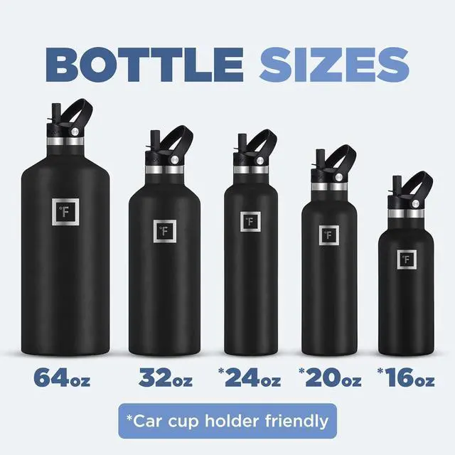 Alt view image 4 of 6 - IRON °FLASK Camping & Hiking Hydration Canteens - 3 Lids (Narrow Straw Lid) Leak Proof Vacuum Insulated Stainless Steel - Hot & Cold Double Walled Sports Water Bottle - Dark Rainbow, 32 Oz