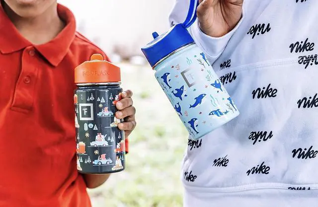 Alt view image 5 of 5 - IRON °FLASK Kids Water Bottle - Straw Lid, 20 Name Stickers, Vacuum Insulated Stainless Steel, Double Walled Tumbler Travel Cup, Thermos Mug - Dino Mates, 14 Oz
