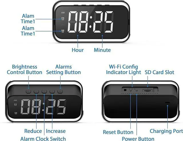Alt view image 3 of 7 - Wireless Security Camera for Home Security, 4K Nanny Cam with Two Sets of Alarm Clock Setting for Indoor Safety, HD Night Vision & Motion Detection Alerts, Security Recording with Mobile Phone App
