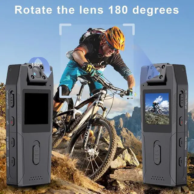 Alt view image 6 of 6 - Body Camera with 180° Rotating Lens, HD 1080P Mini Portable Body Cam with Night Vision, Video and Audio Recording, Wearable Smart Camcorder for Law Enforcement