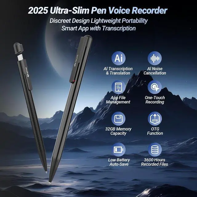 Alt view image 3 of 7 - Voice Activated Recorder with Playback, Digital Voice Recorder with AI Transcription & Translation, 2400 Hours Recording Device, Audio Tap Recorder Device for Lectures, Meetings, Interviews