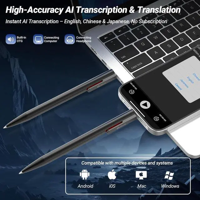 Alt view image 6 of 7 - Voice Activated Recorder with Playback, Digital Voice Recorder with AI Transcription & Translation, 2400 Hours Recording Device, Audio Tap Recorder Device for Lectures, Meetings, Interviews