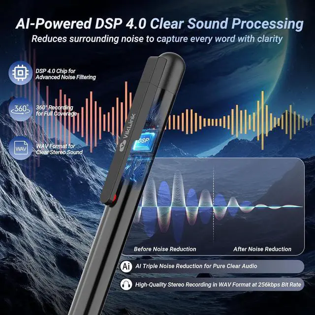 Alt view image 5 of 7 - Voice Activated Recorder with Playback, Digital Voice Recorder with AI Transcription & Translation, 2400 Hours Recording Device, Audio Tap Recorder Device for Lectures, Meetings, Interviews