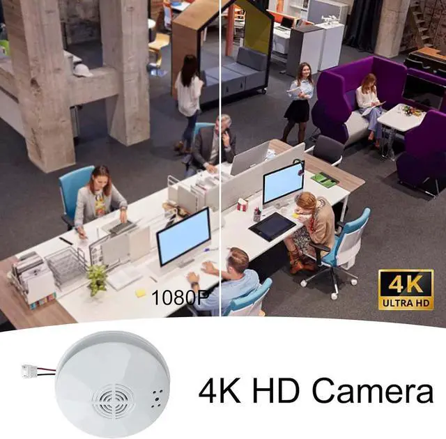 Alt view image 7 of 7 - Ultra 4K HD WiFi Hidden Camera, Smoke Detector Shaped, with Clear Night Vision | 800mAh Rechargerable Battery | Video Recording, Wired 120V AC Connector Home Security Alarm Camera (9120 Model)