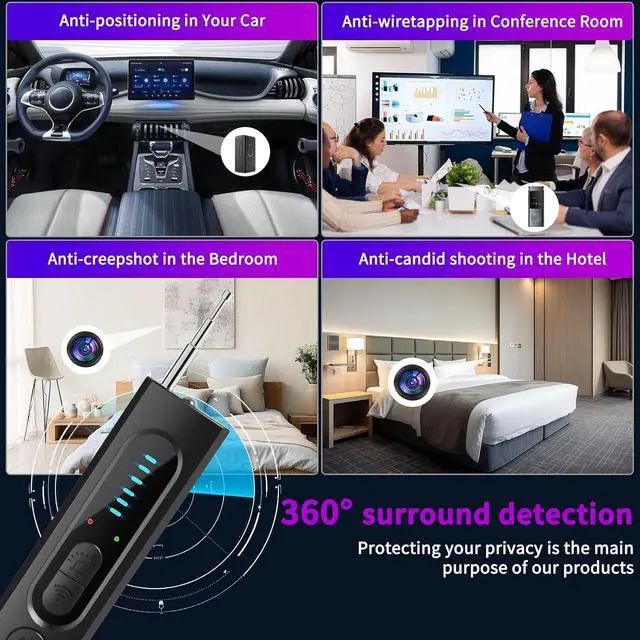 Alt view image 3 of 7 - Hidden Camera Detector for Travel, 2025 Upgraded Spy Camera Detector, Hidden Device Finder, Wireless Signal Scanner for Office, 5 Levels Sensitivity 4 Modes, 25H Working Time