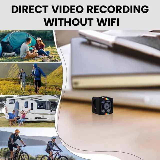 Alt view image 2 of 6 - No WiFi Security Camera, Mini Spy Camera with Pre-Installed 32GB TF Card, 1080P FHD Video, 12MP Photoshoot, 360° Rotation Bracket, Small Cameras for Cycling, Travel, Indoor, Outdoor Security
