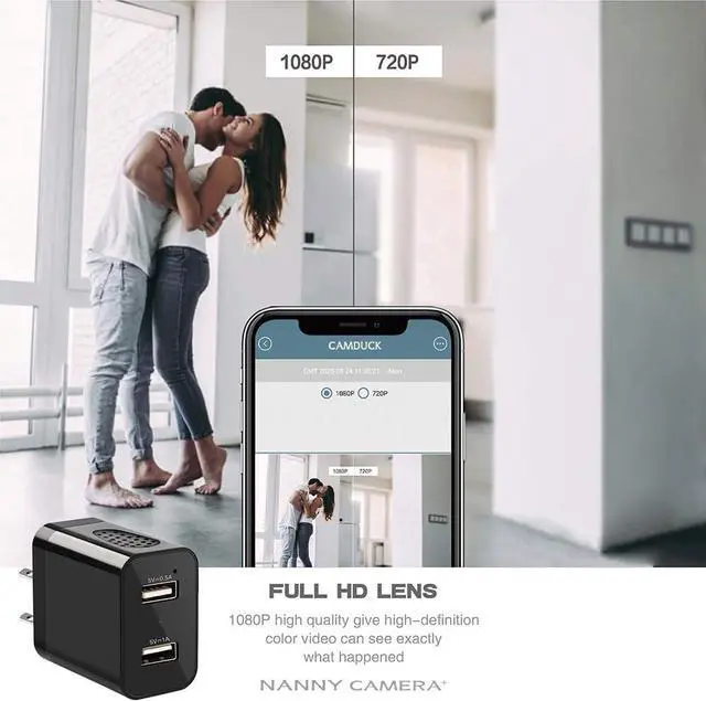 Alt view image 3 of 7 - 2025 Enhanced 1080P HD Charger and Security Camera with Live Streaming, Motion Detection,WiFi & Bluetooth