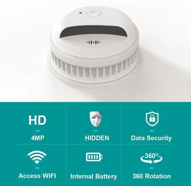 Alt view image 2 of 7 - Hidden Camera Smoke Detector Camera WiFi HD 2K Baby Monitor Surveillance Security Cam Motion Detection with App Live Feed Nanny Cam Indoor/Outdoor