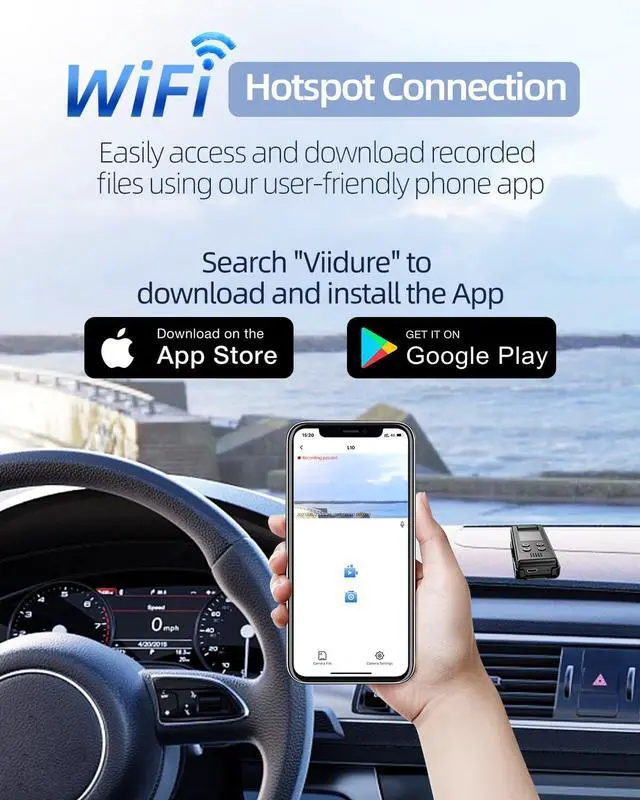 Alt view image 5 of 7 - 4K WiFi Body Camera with 64G Memory Card, Portable Body Worn Cam with 180° Rotatable Lens, Night Vision, 2000mAh Battery for Daily Records, Delivery/Serving Jobs