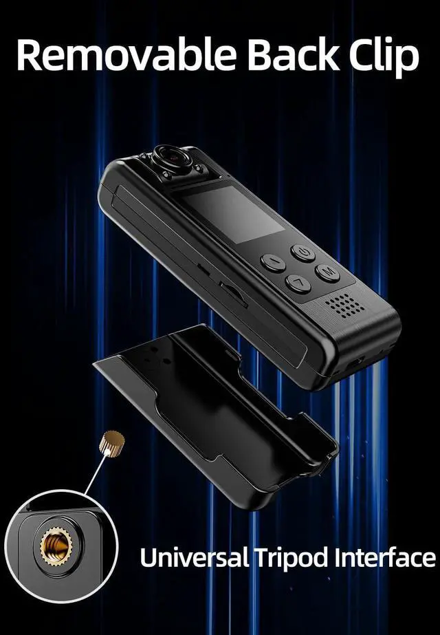 Alt view image 3 of 7 - 4K WiFi Body Camera with 64G Memory Card, Portable Body Worn Cam with 180° Rotatable Lens, Night Vision, 2000mAh Battery for Daily Records, Delivery/Serving Jobs