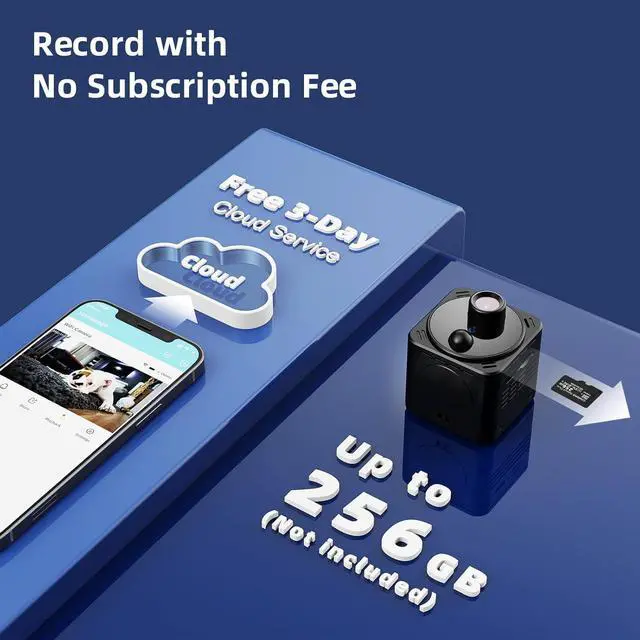 Alt view image 7 of 7 - Security Camera 4K Mini Wireless WiFi Indoor Cameras, AI Human Detection, Auto Night Vision, Cloud Storage, Up to 100 Days Standby Battery Life