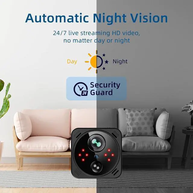 Alt view image 6 of 7 - Security Camera 4K Mini Wireless WiFi Indoor Cameras, AI Human Detection, Auto Night Vision, Cloud Storage, Up to 100 Days Standby Battery Life