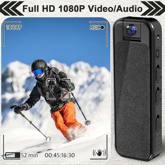 Alt view image 2 of 7 - Mini Body Camera, 1080P Portable Camcorder, Body Worn Cam, Sport Camera with 32GB SD Card, Night Vision for Cycling Climbing Security, No WiFi Needed