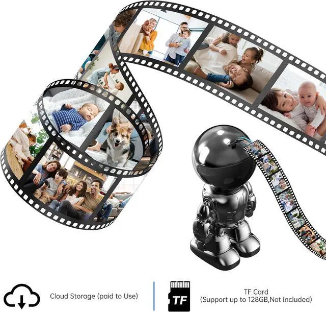 Alt view image 3 of 6 - Indoor Camera 2K HD 5G/2.4Ghz WiFi Pet Robot Camera Motion Detection and Alarm,Two-Way Talk,Color Night Vision, Nanny Cam Compatible with Alexa(Black)