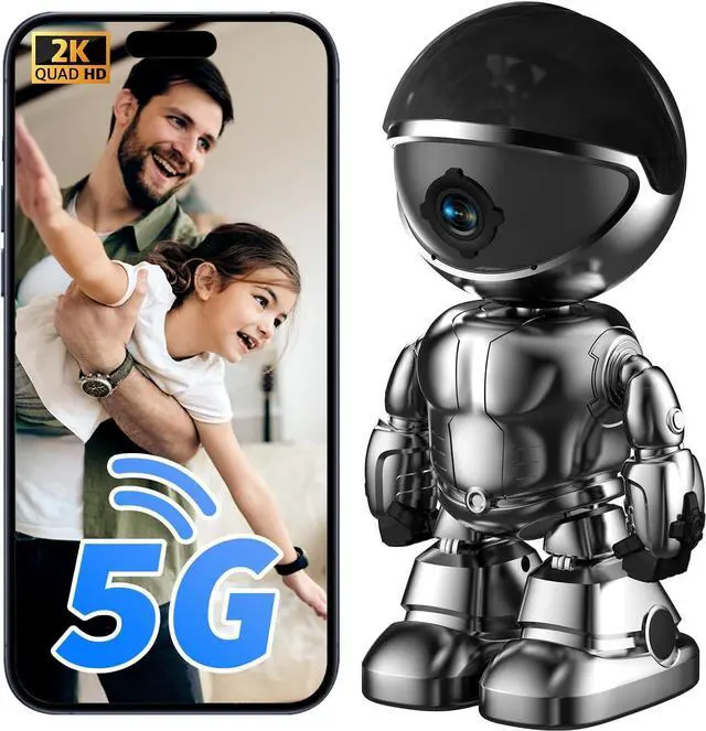 Main image of Indoor Camera 2K HD 5G/2.4Ghz WiFi Pet Robot Camera Motion Detection and Alarm,Two-Way Talk,Color Night Vision, Nanny Cam Compatible with Alexa(Black)
