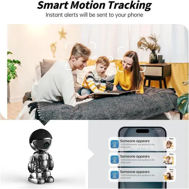 Alt view image 5 of 6 - Indoor Camera 2K HD 5G/2.4Ghz WiFi Pet Robot Camera Motion Detection and Alarm,Two-Way Talk,Color Night Vision, Nanny Cam Compatible with Alexa(Black)