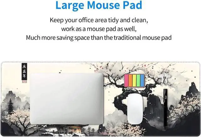 Alt view image 7 of 7 - Japanese Mouse Pad, Large Japanese Desk Mat, XL Anime Gaming Keyboard Mat, Non-Slip Rubber Base, Big Extended Desk Protector for Home Office, 31.5x11.8