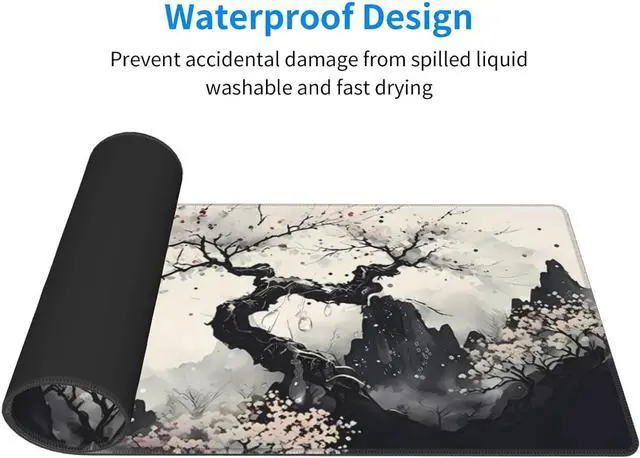 Alt view image 4 of 7 - Japanese Mouse Pad, Large Japanese Desk Mat, XL Anime Gaming Keyboard Mat, Non-Slip Rubber Base, Big Extended Desk Protector for Home Office, 31.5x11.8