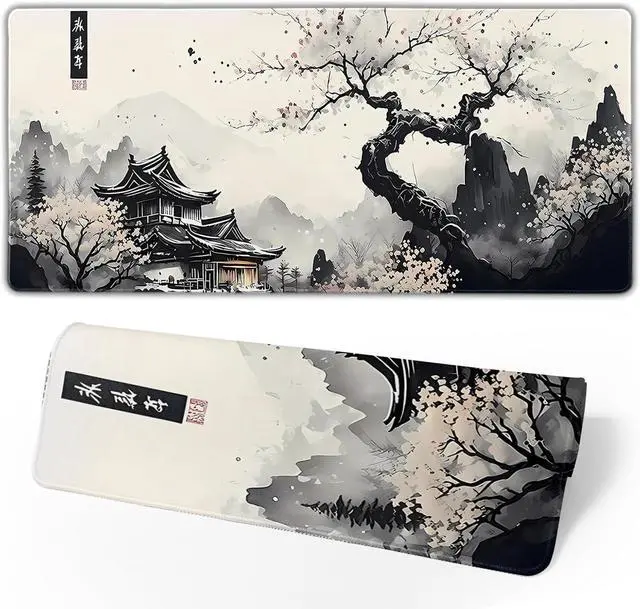 Main image of Japanese Mouse Pad, Large Japanese Desk Mat, XL Anime Gaming Keyboard Mat, Non-Slip Rubber Base, Big Extended Desk Protector for Home Office, 31.5x11.8