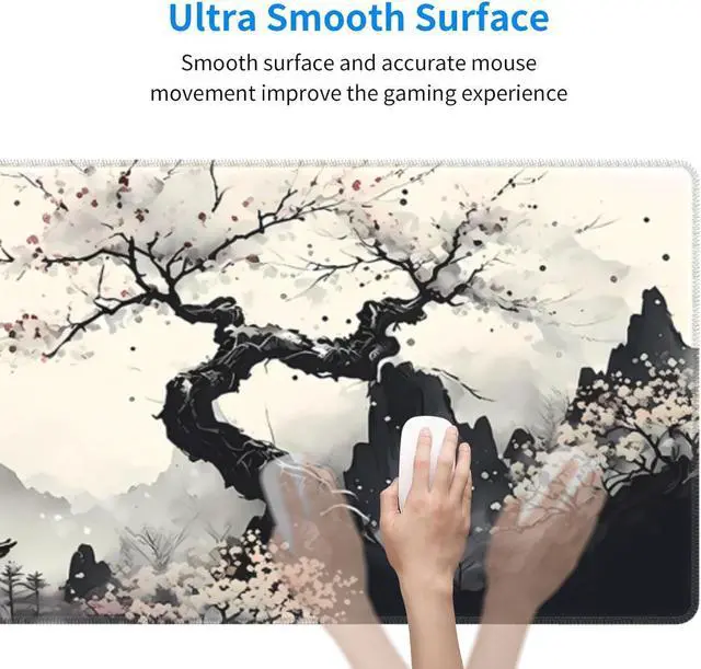 Alt view image 5 of 7 - Japanese Mouse Pad, Large Japanese Desk Mat, XL Anime Gaming Keyboard Mat, Non-Slip Rubber Base, Big Extended Desk Protector for Home Office, 31.5x11.8