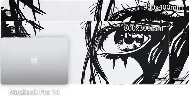 Alt view image 6 of 7 - XL Anime Eyes Mouse Pad  Large Manga Girl Desk Mat 31.5x11.8  Non-Slip, Water-Resistant, Stitched Edges  Aesthetic Japanese Gaming Mat