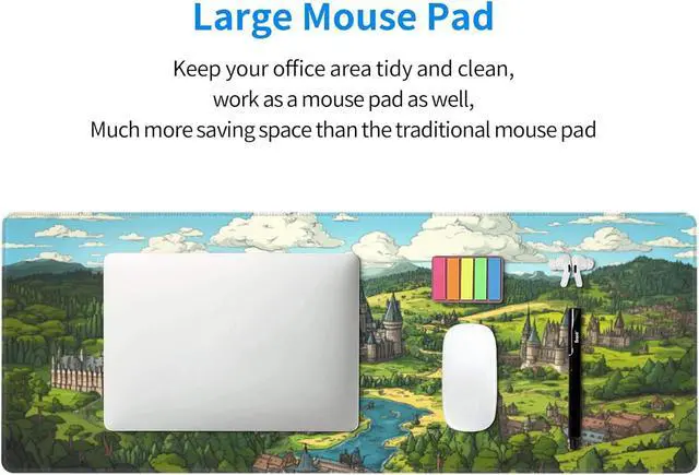 Alt view image 7 of 7 - Anime Castle Desk Mat Large Gaming Mouse Pad Anime Castle Extended Mousepad Big in Laptop Computer Mouse Keyboard Mat for Office Desk Decor 31.5x12 in