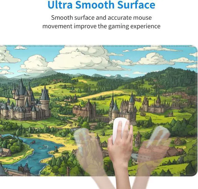 Alt view image 5 of 7 - Anime Castle Desk Mat Large Gaming Mouse Pad Anime Castle Extended Mousepad Big in Laptop Computer Mouse Keyboard Mat for Office Desk Decor 31.5x12 in