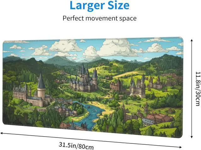 Alt view image 3 of 7 - Anime Castle Desk Mat Large Gaming Mouse Pad Anime Castle Extended Mousepad Big in Laptop Computer Mouse Keyboard Mat for Office Desk Decor 31.5x12 in