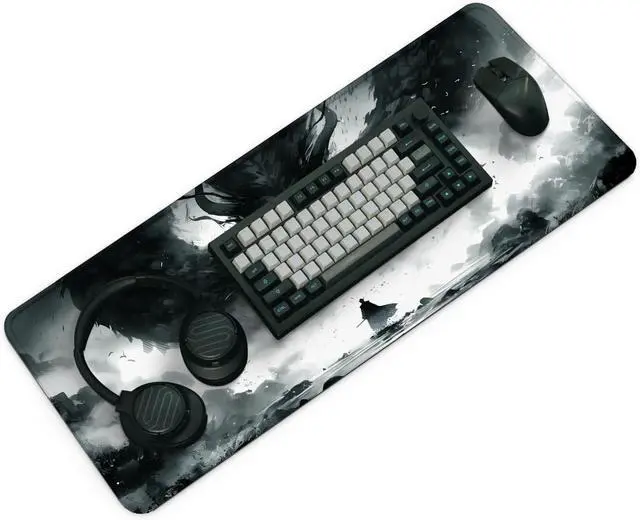 Alt view image 3 of 7 - Gaming Mouse Pad with Non-Slip Base, Cute Mouse Mat with Stitched Edges for Keyboard and Mouse, Large Anime Mousepad for Computer, 31.5 x 11.8 inches (Dragon