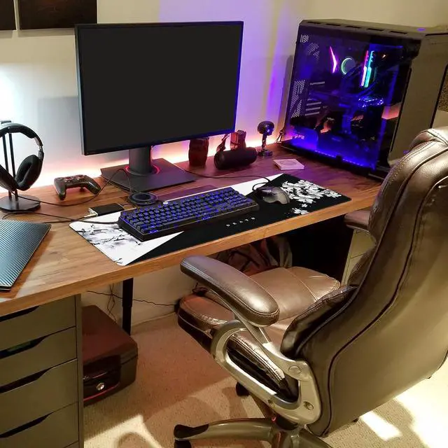 Alt view image 5 of 7 - Long Gaming Mouse Pad Extended Anime Large Desk Pad with Non-Slip Base Full Keyboard Mat with Stitched Edges for Gaming and Office 31.5 x 11.8 inches (Black Cherry Blossom)