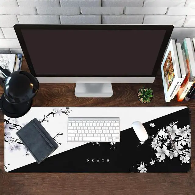 Alt view image 4 of 7 - Long Gaming Mouse Pad Extended Anime Large Desk Pad with Non-Slip Base Full Keyboard Mat with Stitched Edges for Gaming and Office 31.5 x 11.8 inches (Black Cherry Blossom)