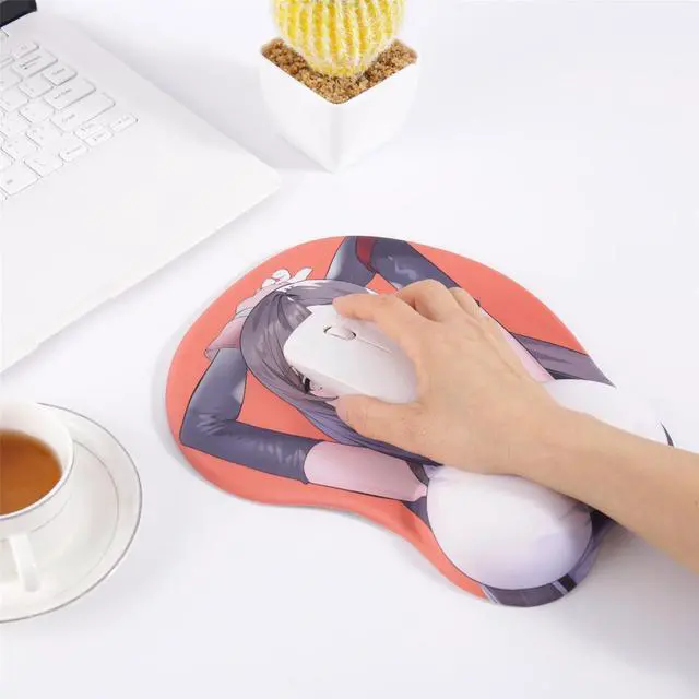 Alt view image 5 of 5 - Orange Anime Mouse Pads Boob Oppai Gaming 3D Mousepads 2Way Skin