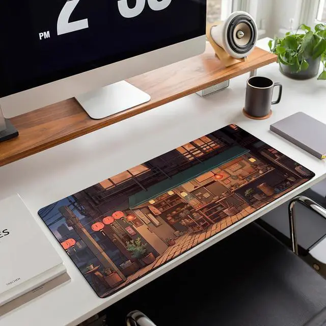 Alt view image 3 of 7 - Anime Shop Desk Mat Retro Art Lofi Aesthetic Large Mouse Pad Extended Gaming Mousepad XL Desk Pad Laptop Keyboard Mouse Mat Deskmat 31.5"x11.8" Cute Office Decor
