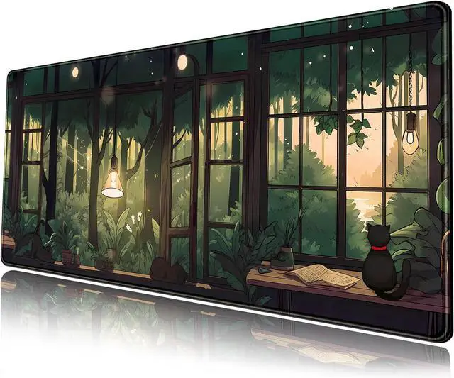 Main image of Cute Lofi Green Plants Mouse Pad - Large Black Cat Aesthetic Kawaii Anime Extended Gaming Mousepad XL Laptop Keyboard Mat - 31.5"x11.8" Cute Office Desk Decor
Brand: Mechanical Cattle