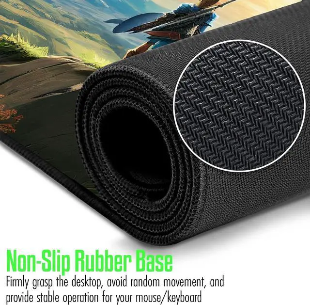 Alt view image 5 of 7 - VNDL Gaming Mouse Pad XXL Extra Large Extended Non Slip - Anime Gaming Mouse Mat, Green, Black, Microfiber Cloth, Rubber, 31.5 x 15.7 in