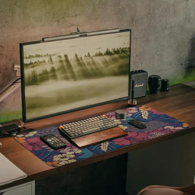 Alt view image 5 of 7 - Large Floral Computer Mouse Pad with Non-Slip Base for Desktop, Aesthetic Wildflowers Gaming Mouse Mat with Stitched Edges, Long Extended Anime Mousepad for Laptop, 35.4 x 15.7 inches