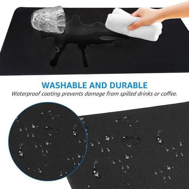 Alt view image 6 of 6 - Large Floral Desk Mat, Navy Blue and White Design, Extended Mouse Pad, 31.5 x 15.7 inches, Non-Slip Base