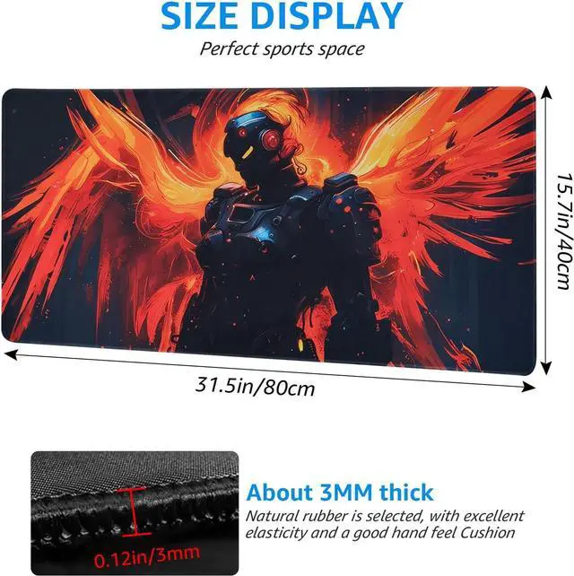 Alt view image 2 of 6 - Gaming Mouse Pad, Large Extended Desk Mat with Cyberpunk Art Design, 31.5 x 15.7 inches, Non-Slip Base