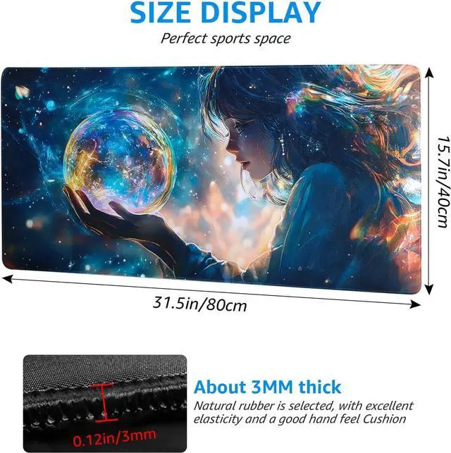 Alt view image 2 of 6 - Extended Gaming Mouse Pad, Fantasy Space Art Design, Large Desk Mat, 31.5 x 15.7 inches, Non-Slip Base